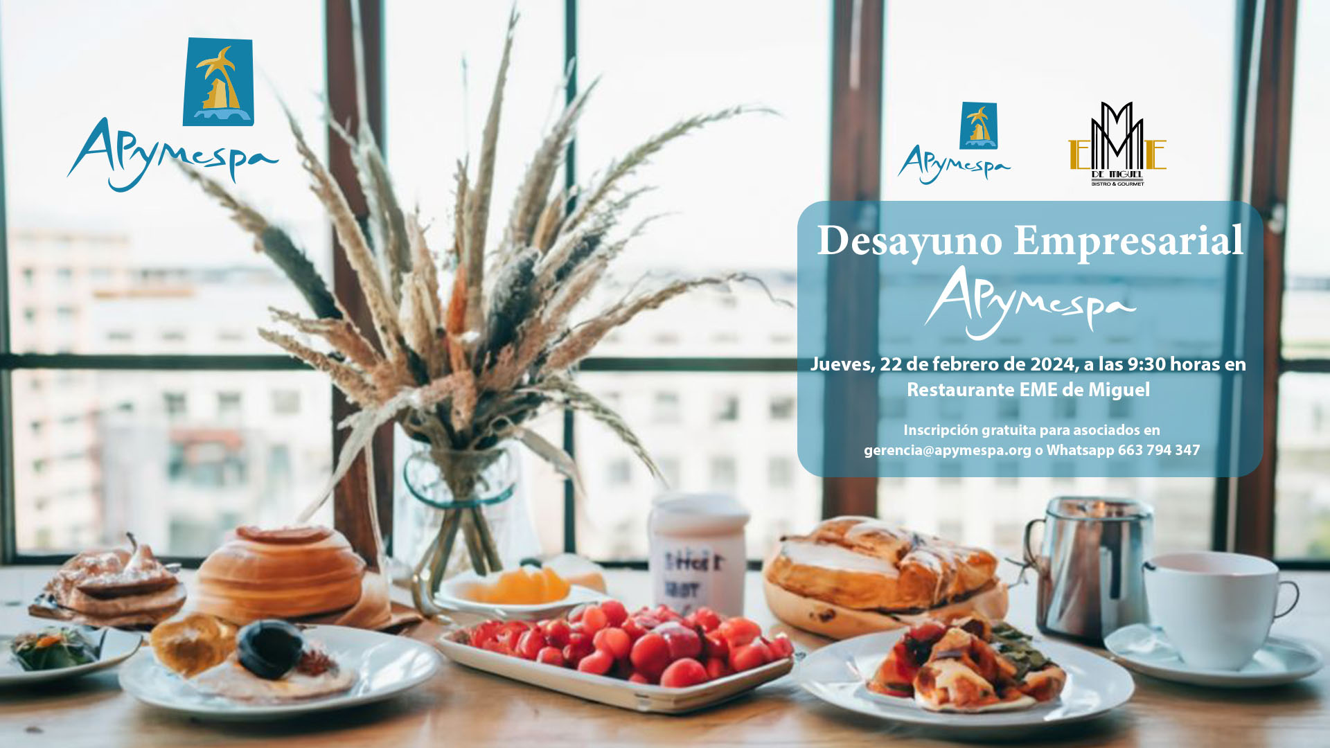 APYMESPA convoca a sus socios a un nuevo 'Desayuno Empresarial'